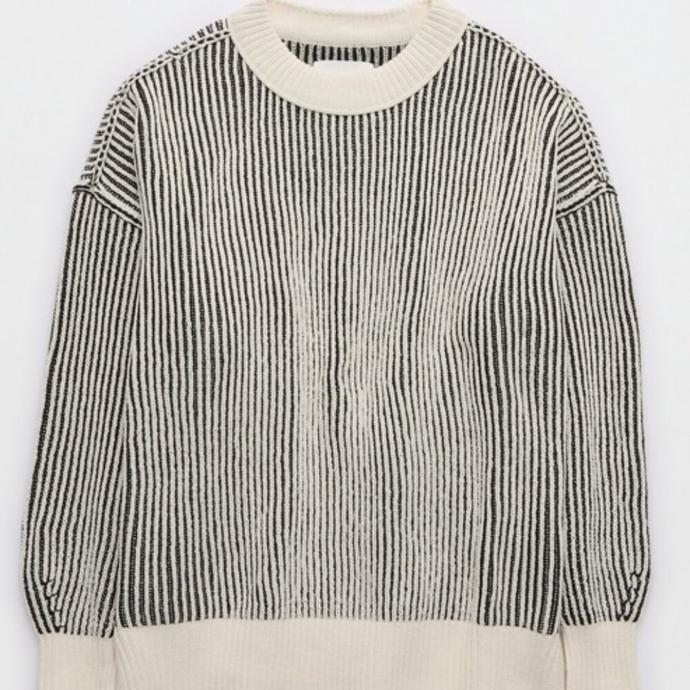 NWT - Aerie Beyond Chenille Sweater (Black & Cream)